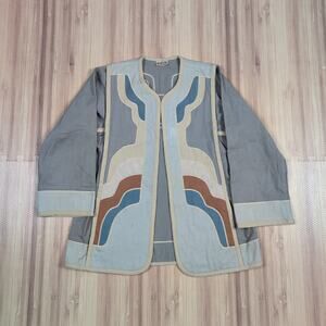 Vintage 70s G Girvin Art to Wear Patchwork Fabric Applique Art Jacket Medium
